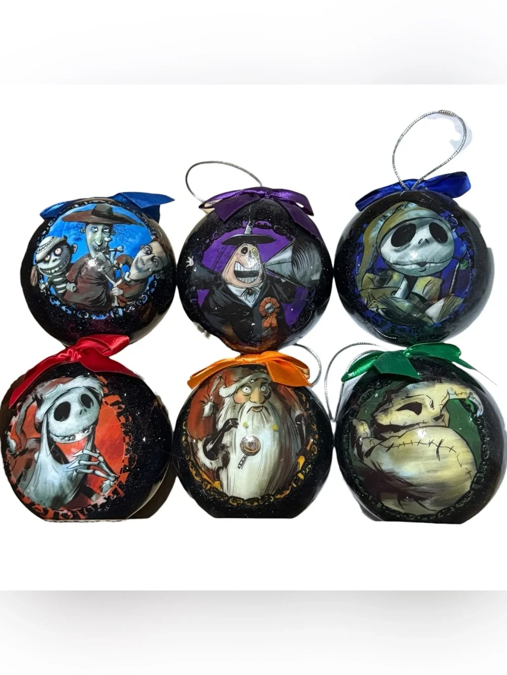 Disney Store Nightmare Before Christmas Ornament Set Glitter